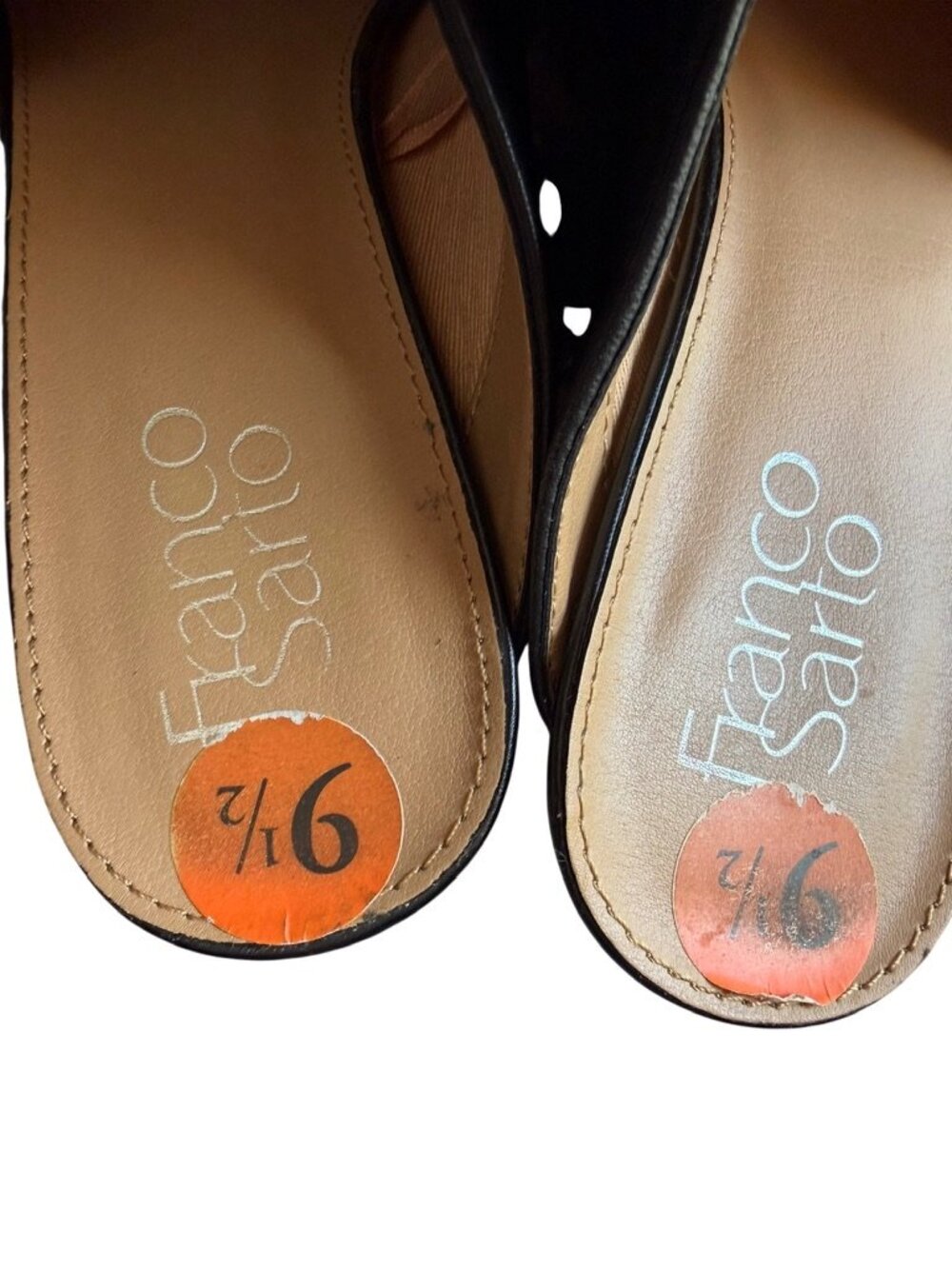 Franco Sarto Black Dublin Leather Wedge Mules | Slip-On Sandals | Size 9.5 - Picture 5 of 9